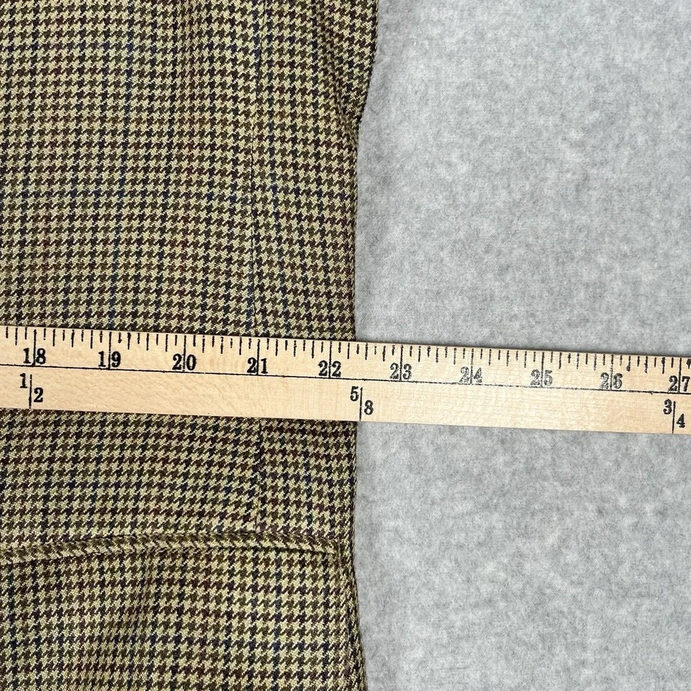 Men's Chaps Ralph Lauren 100% Silk Tan Houndstooth 2-Button 44L‎ Blazer Jacket